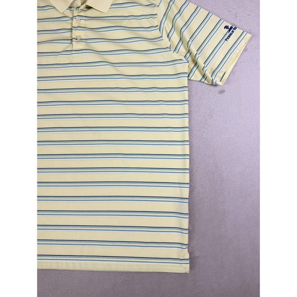 Pebble Beach Dry Luxe Performance Polo Shirt Men's Large Striped Golf Yellow - Picture 7 of 16